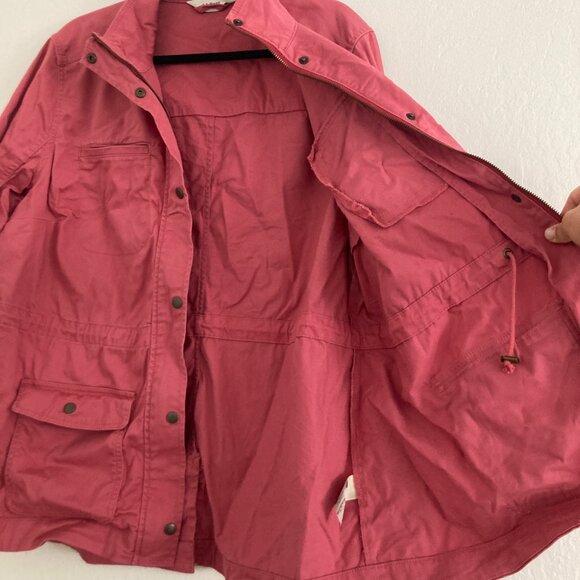 LL Bean Pink Full Zip Jacket 100% Cotton Preppy Classic Travel Lightweight 1X - Picture 8 of 13